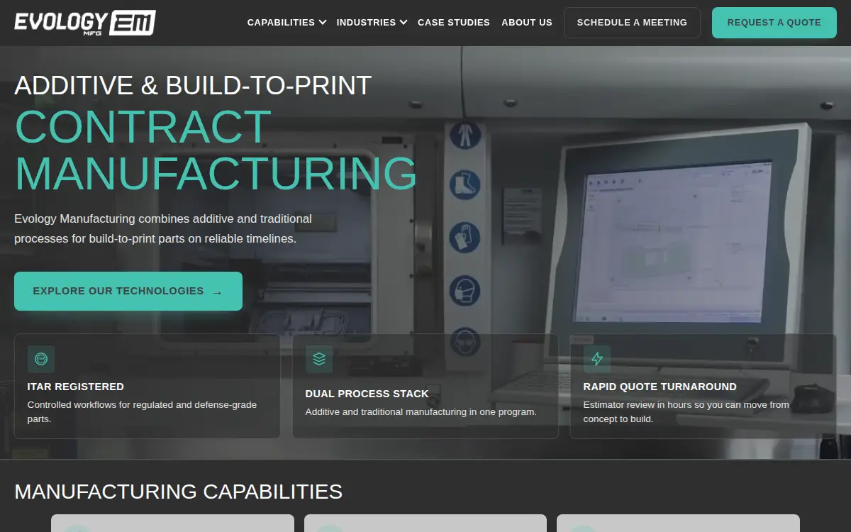 Homepage of Evology Manufacturing CORP