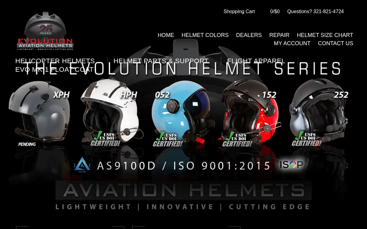 Homepage of Evolution Helmets LLC