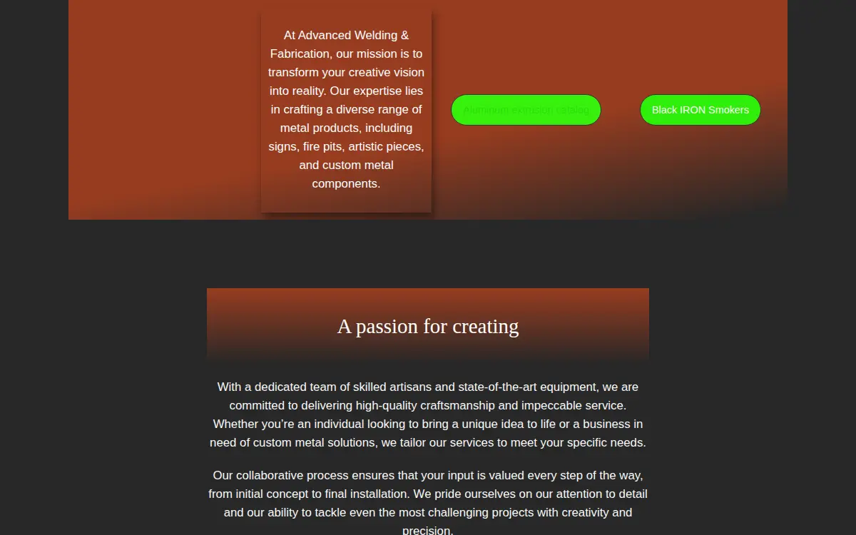 Homepage of Extreme Welding and Fabrication LLC