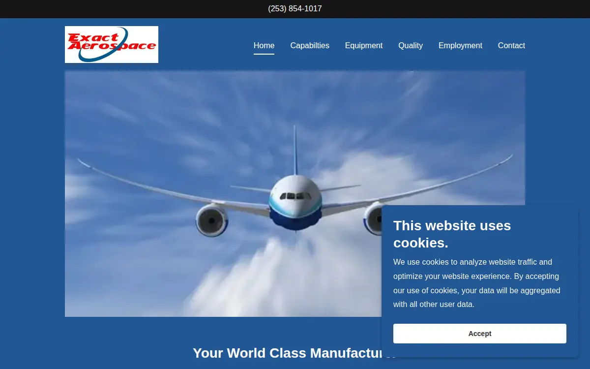 Homepage of Exact Aerospace, INC