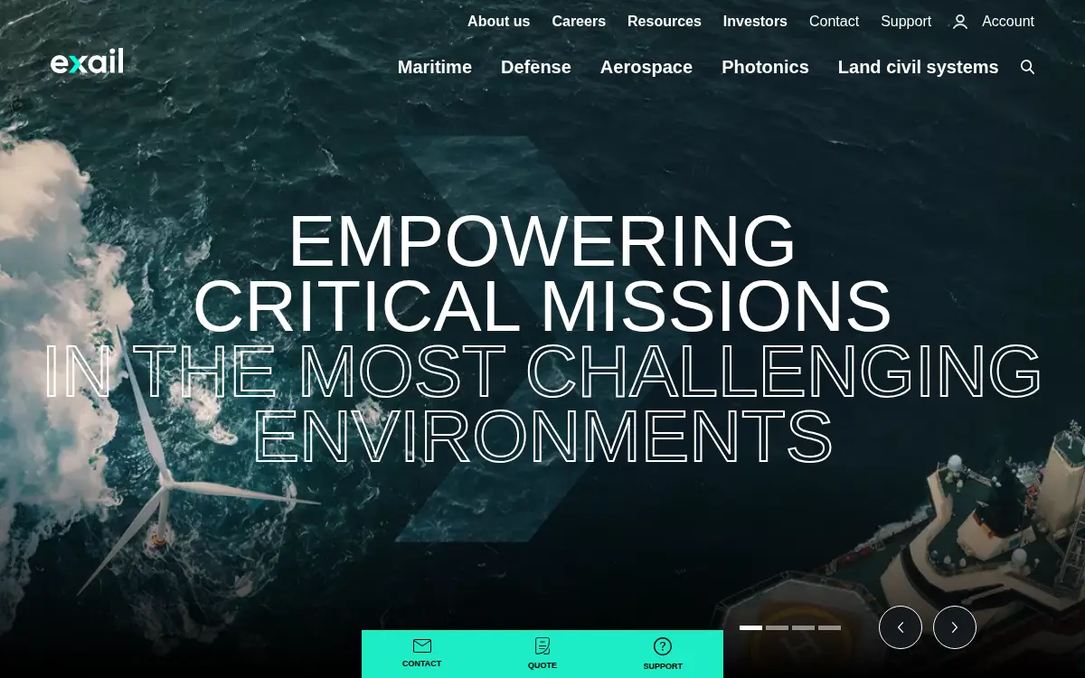 Homepage of Exail Defense Systems, INC.