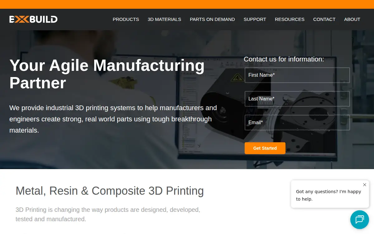 Homepage of Exbuild, LLC