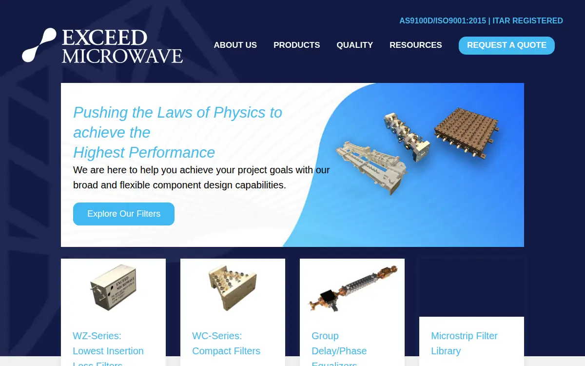 Homepage of Exceed Microwave LLC