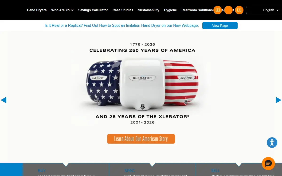 Homepage of Excel Dryer, INC.