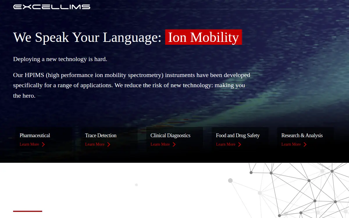 Homepage of Excellims Corporation