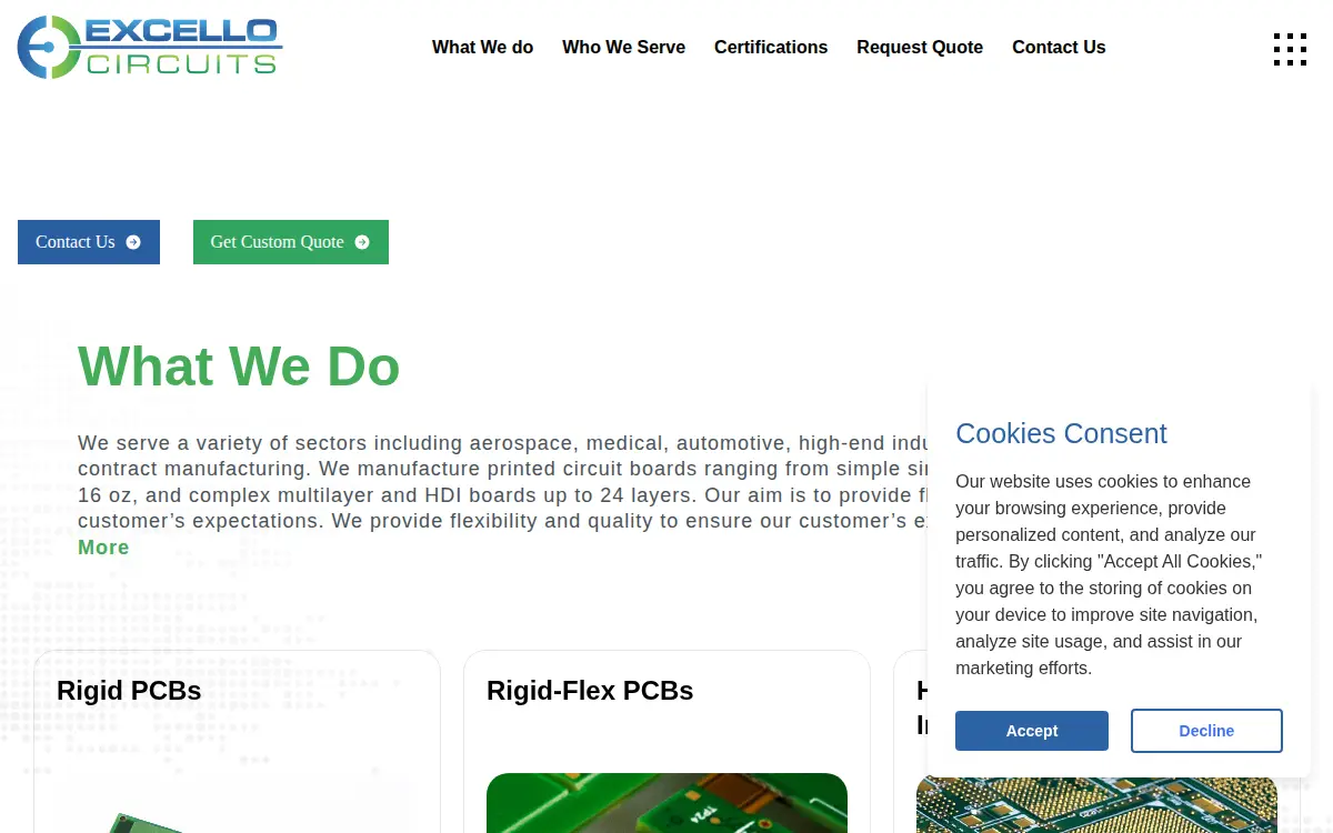 Homepage of Excello Circuits INC