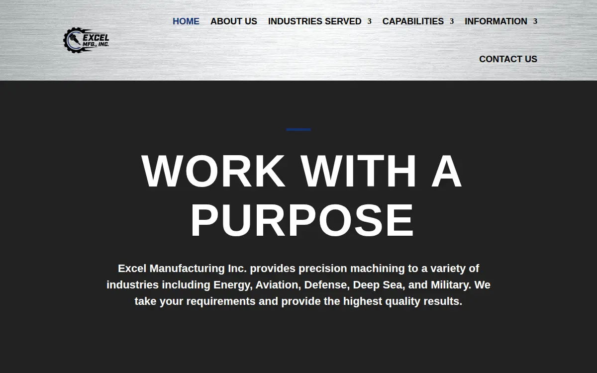 Homepage of Excel Mfg., INC.