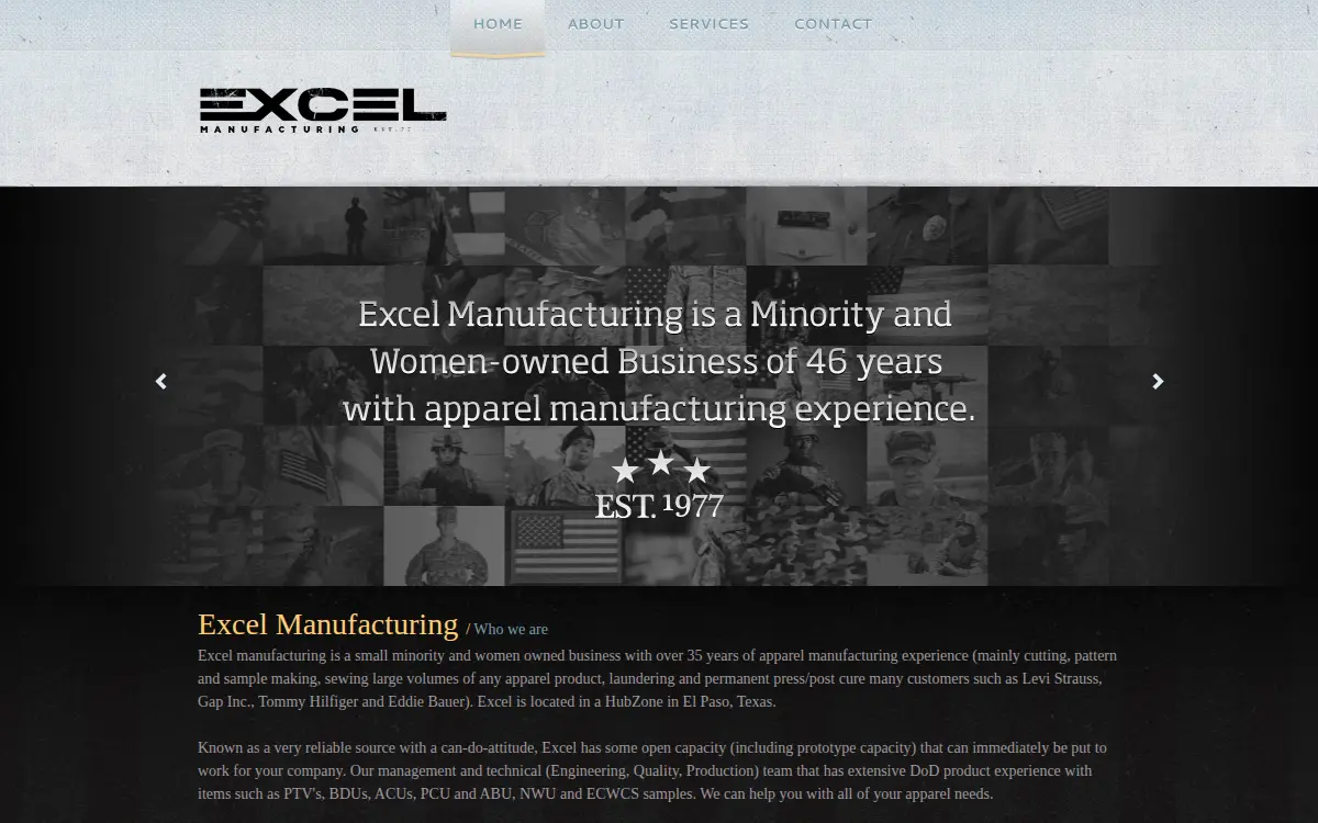 Homepage of Excel Garment Manufacturing, Limited