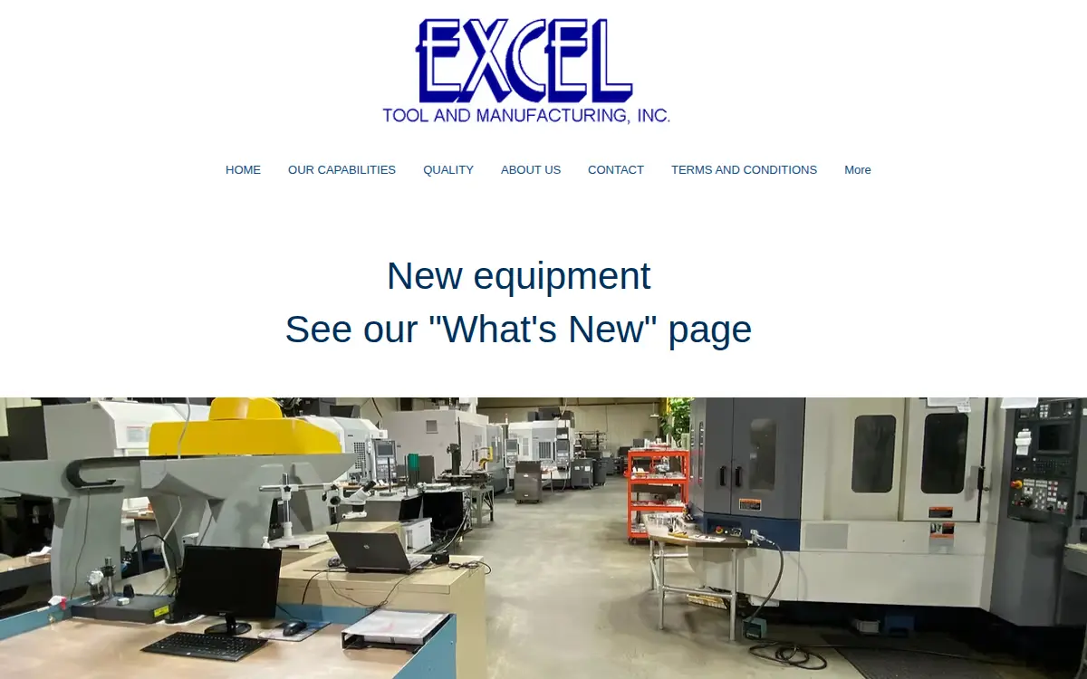 Homepage of Excel Tool and Manufacturing, INC