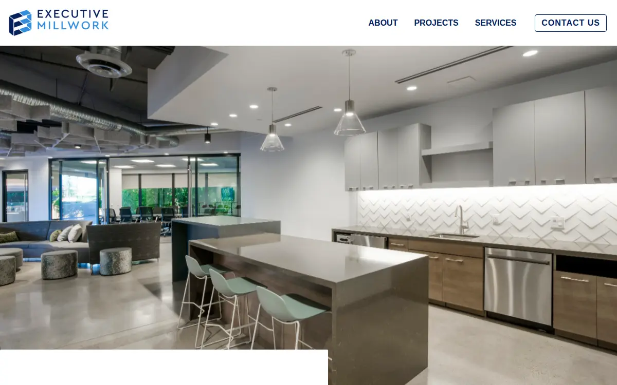 Homepage of Executive Millwork and Cabinetry, INC.
