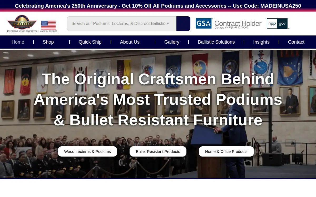 Homepage of Executive Wood Products, INC