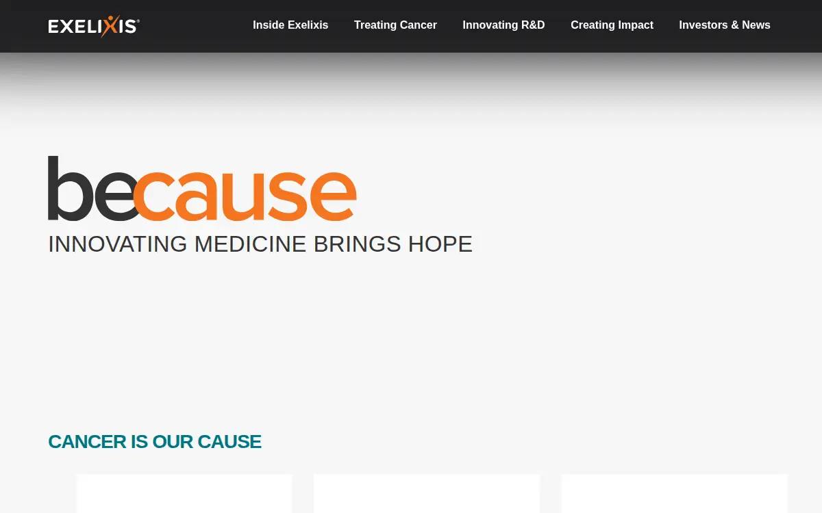 Homepage of Exelixis, INC.