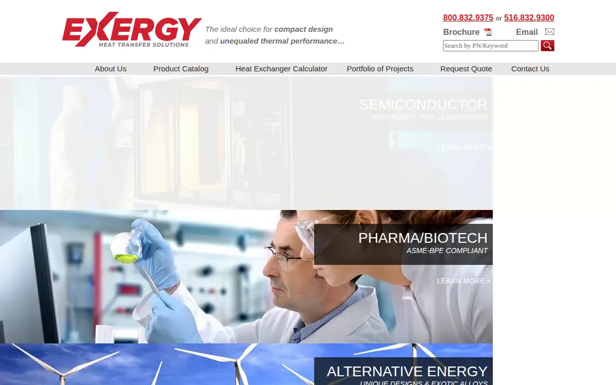 Homepage of Exergy, LLC
