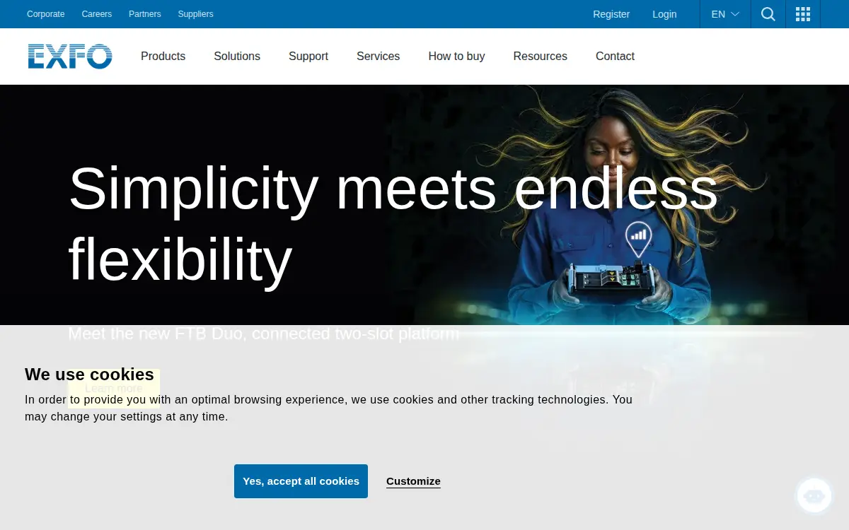 Homepage of Exfo America INC