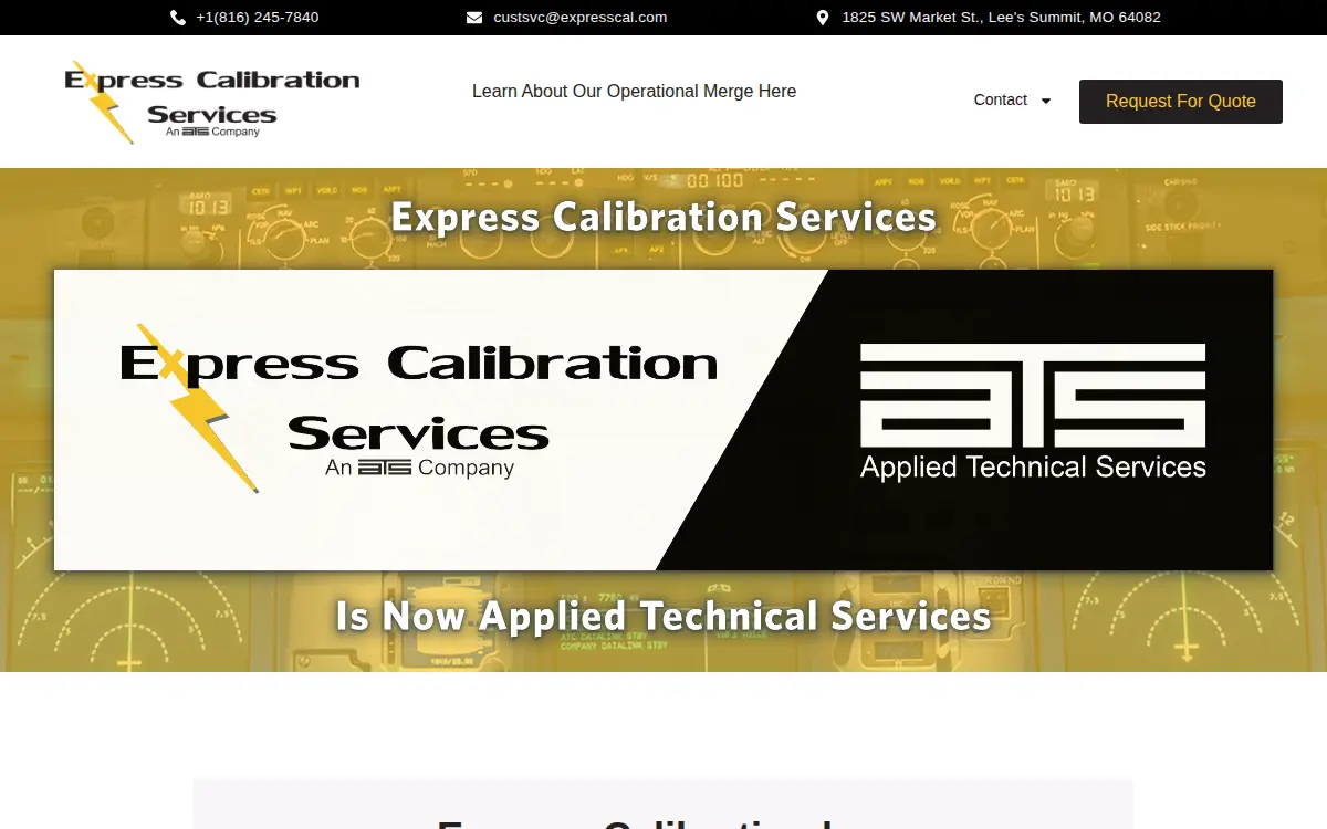 Homepage of Express Calibration Services, LLC