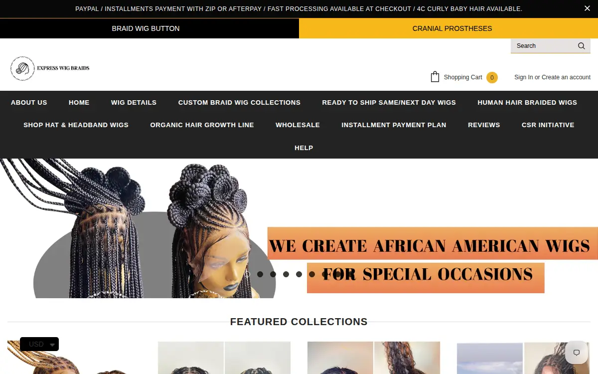 Homepage of Express Wig Braids INC