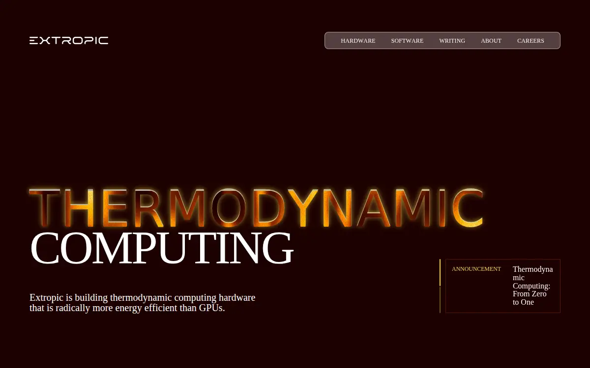 Homepage of Extropic CORP.