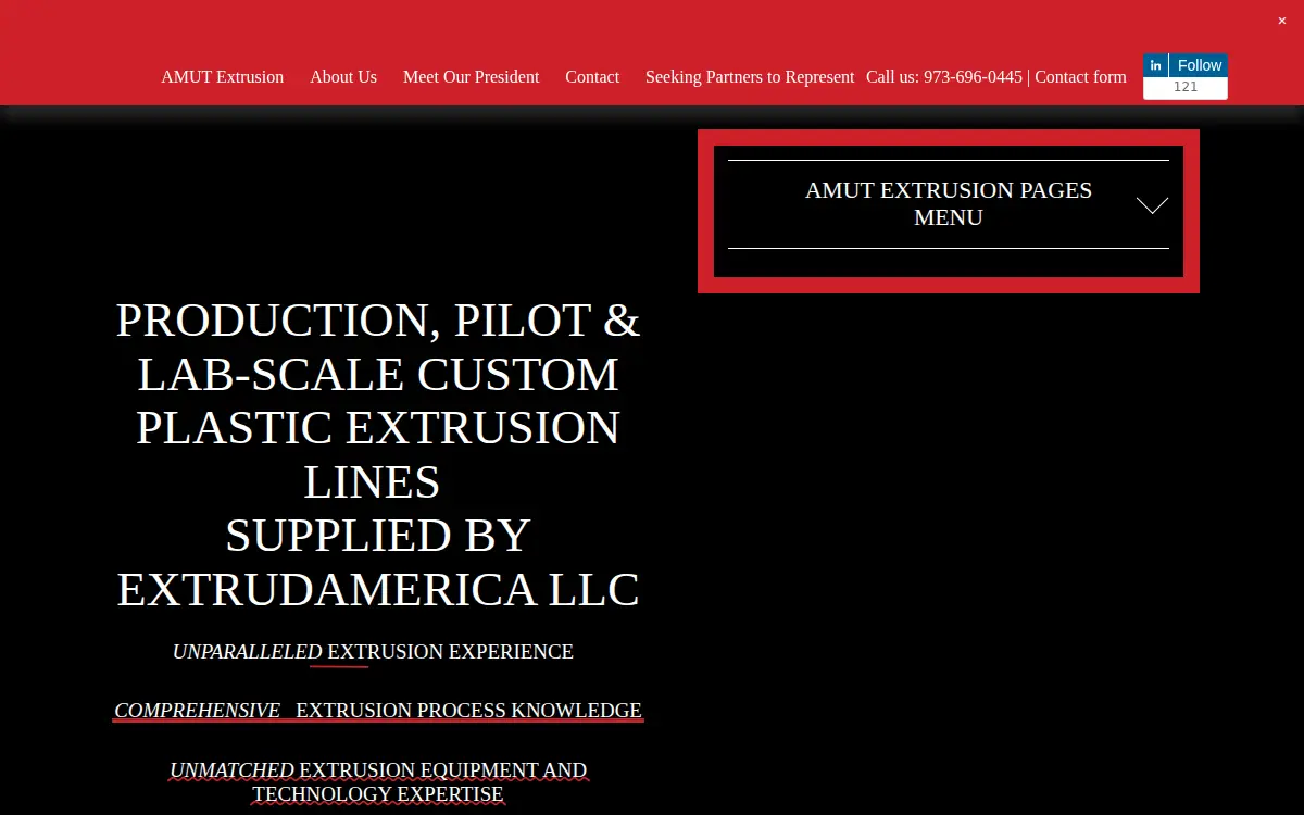 Homepage of Extrudamerica LLC