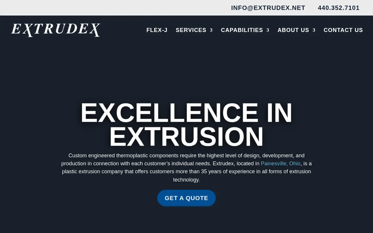Homepage of Extrudex Limited Partnership