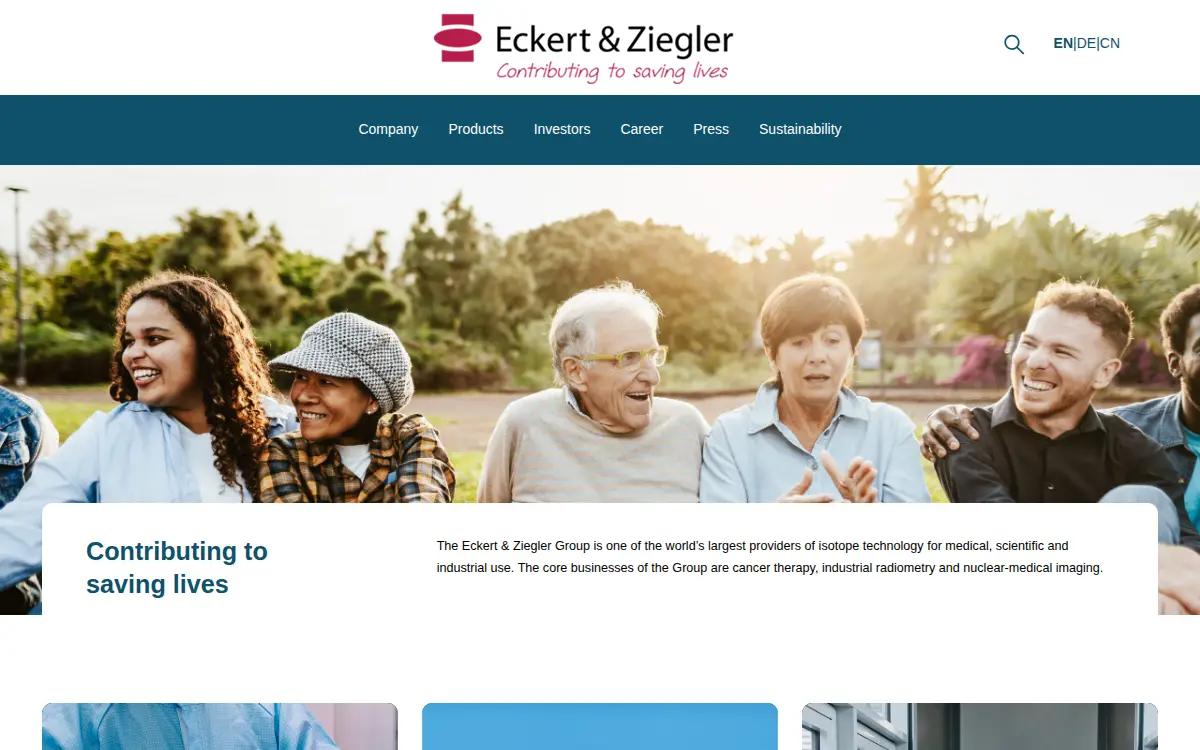 Homepage of Eckert & Ziegler Isotope Products, INC.