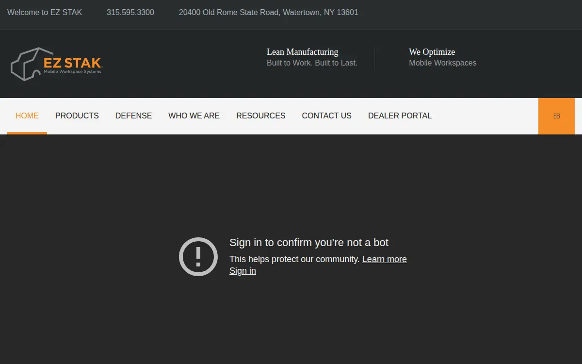Homepage of Ez Stak LLC