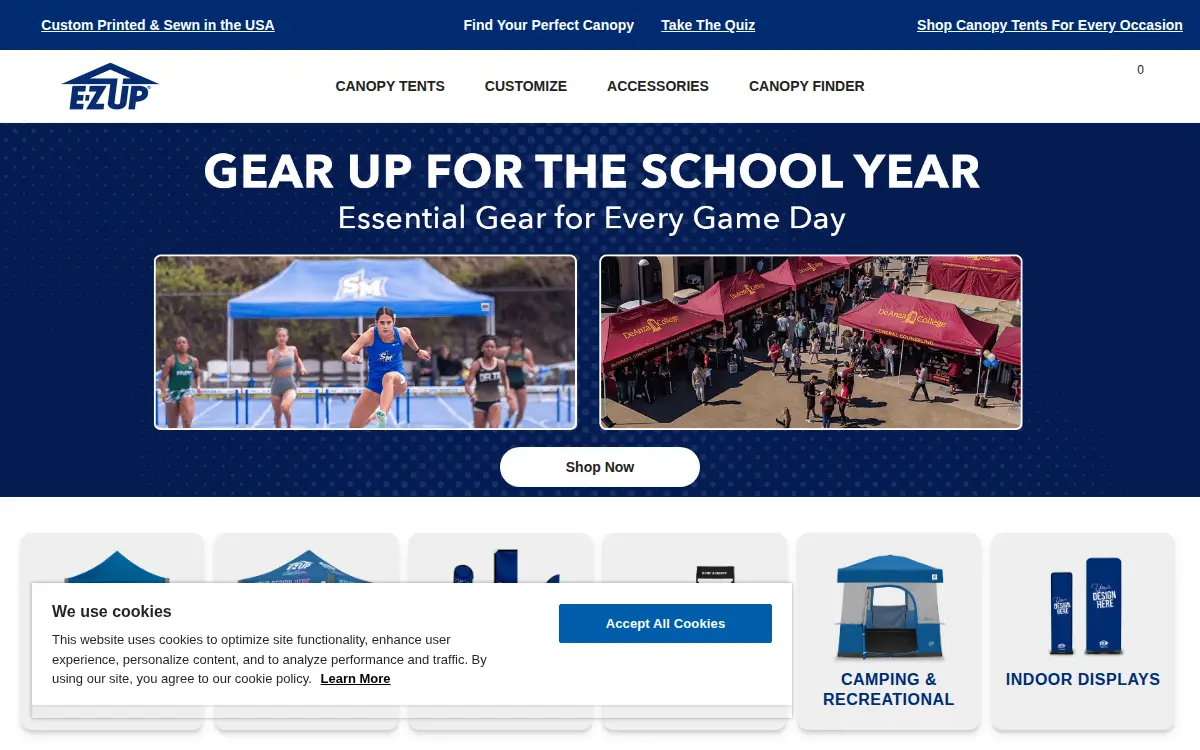 Homepage of International E-z Up, INC.