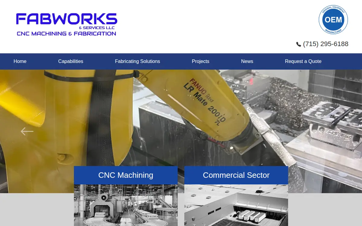 Homepage of Fabworks & Services LLC