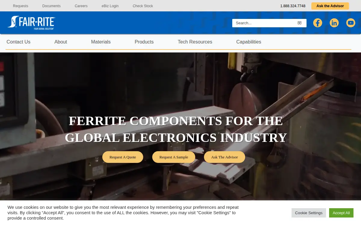 Homepage of Fair-rite Products CORP