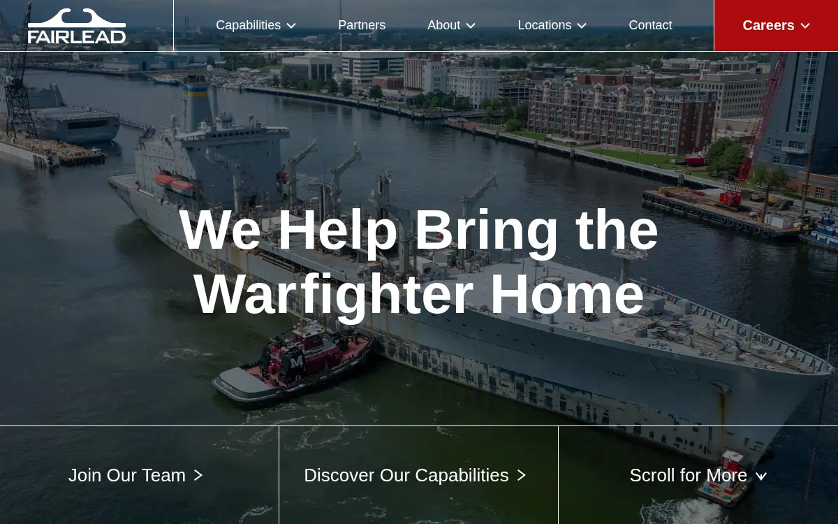 Homepage of Fairlead Integrated, LLC