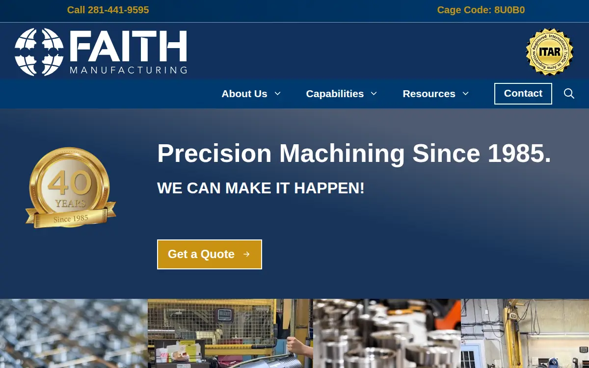 Homepage of Faith Manufacturing Company, INC.