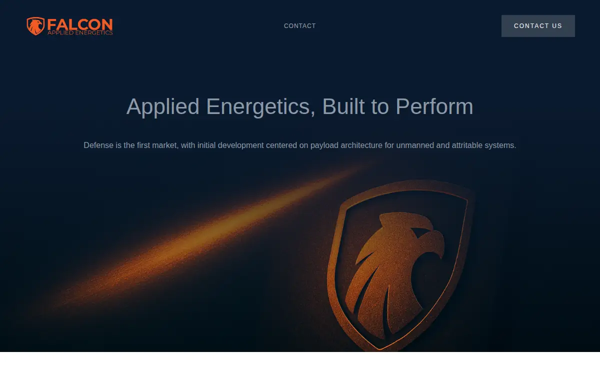 Homepage of Falcon Applied Energetics, LLC