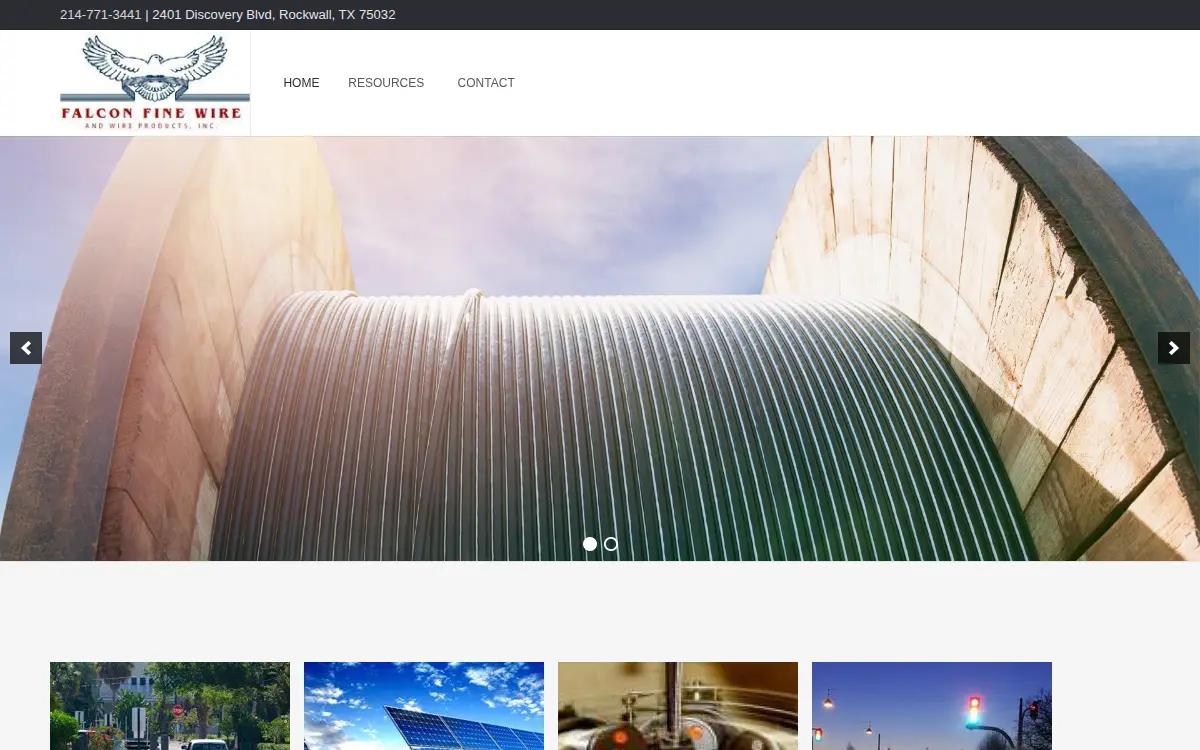 Homepage of Falcon Fine Wire and Wire Products, INC.