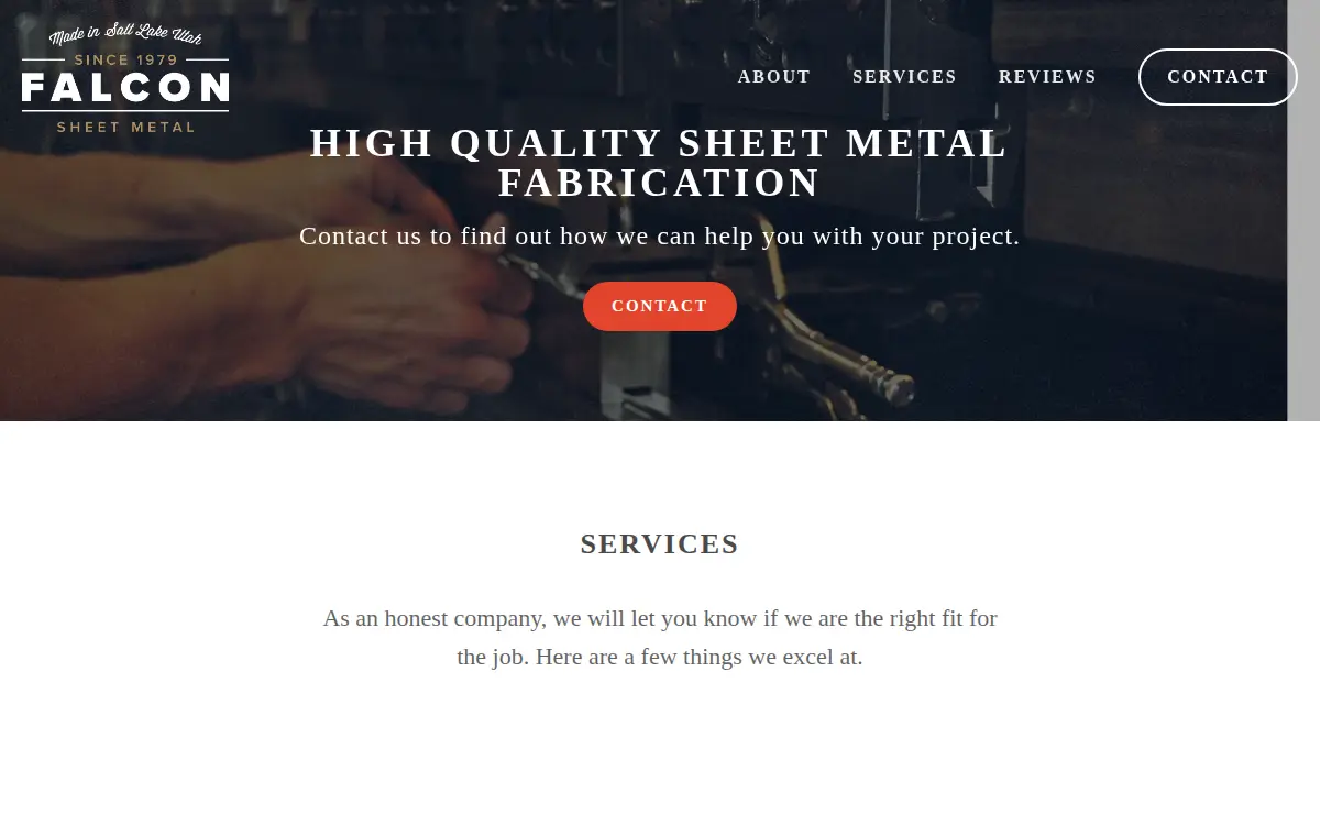Homepage of Falcon Sheet Metal, INC