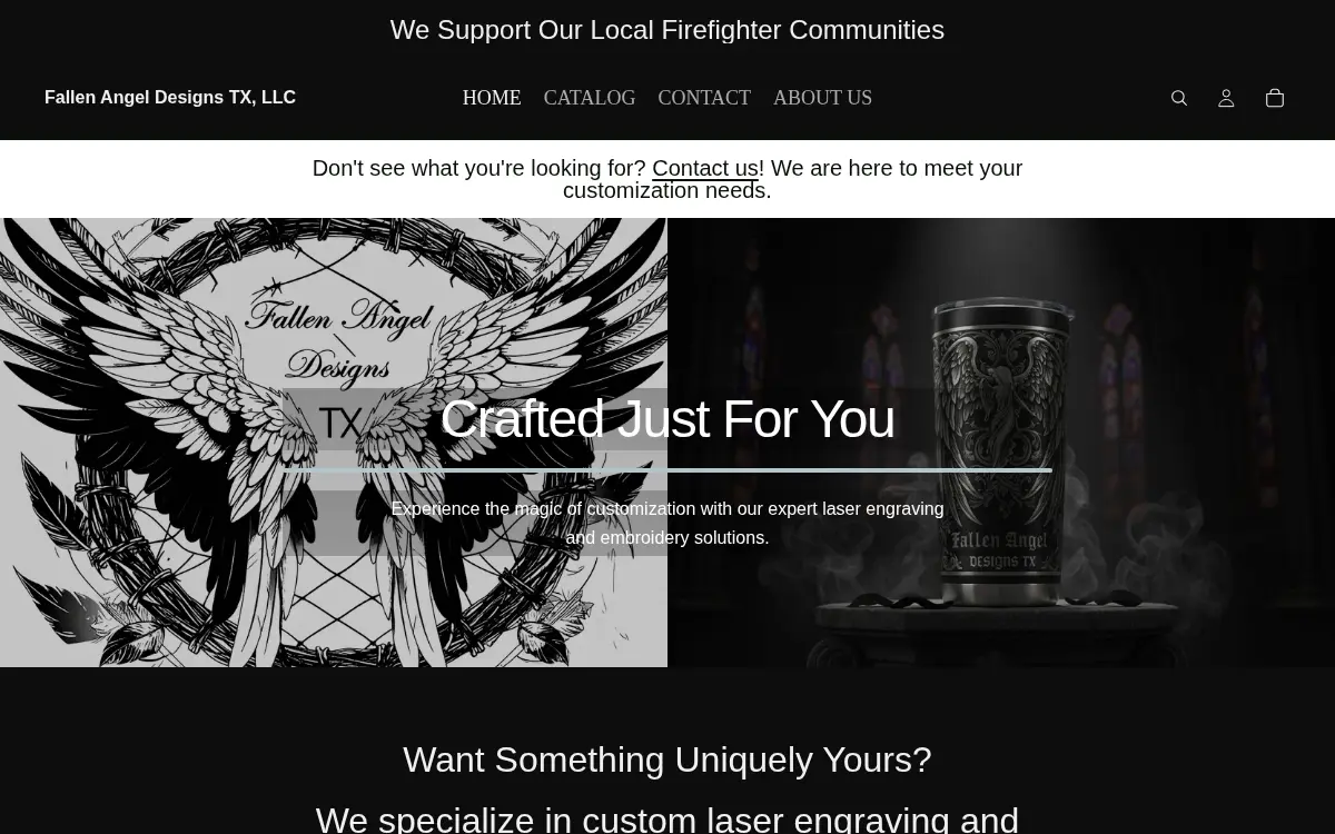 Homepage of Fallen Angel Designs Tx, LLC