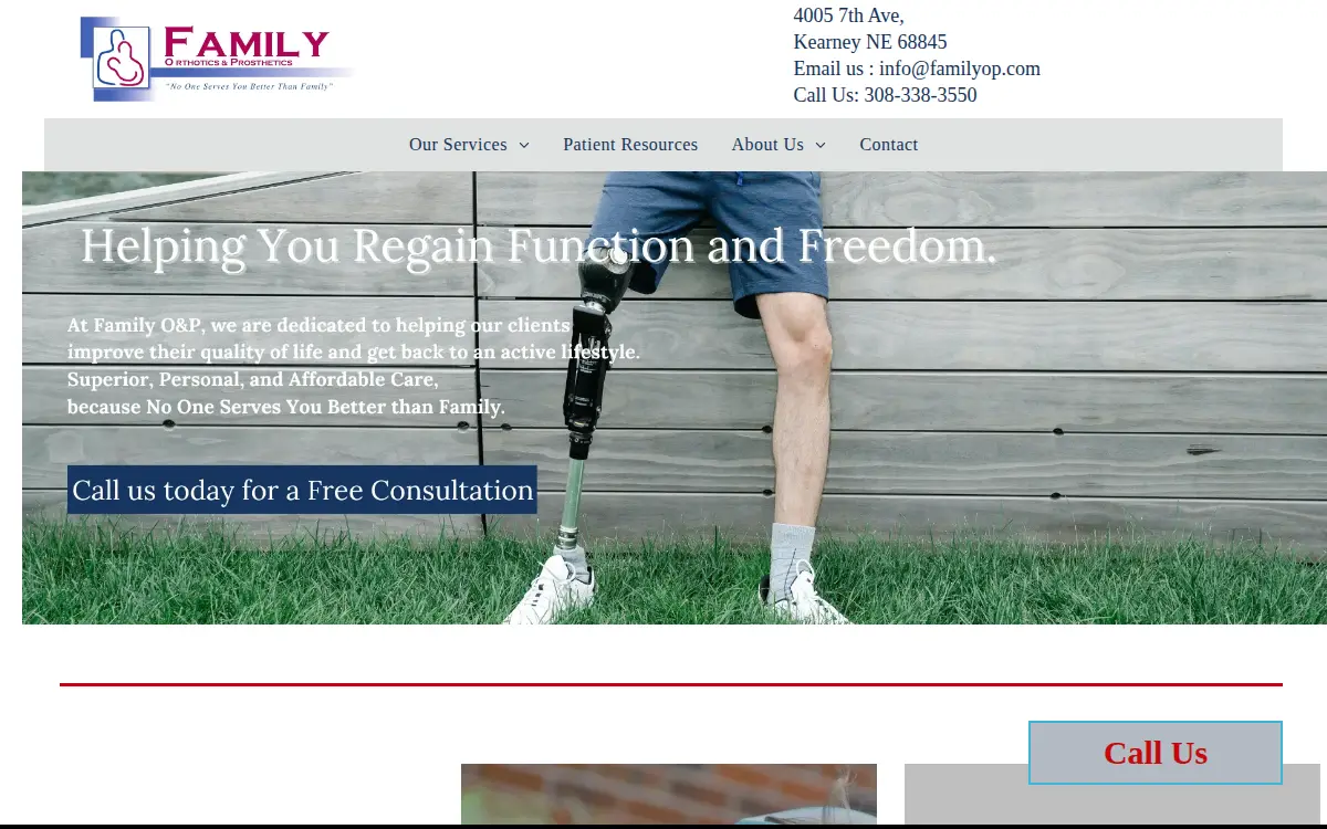 Homepage of Family Orthotics & Prosthetics, INC.