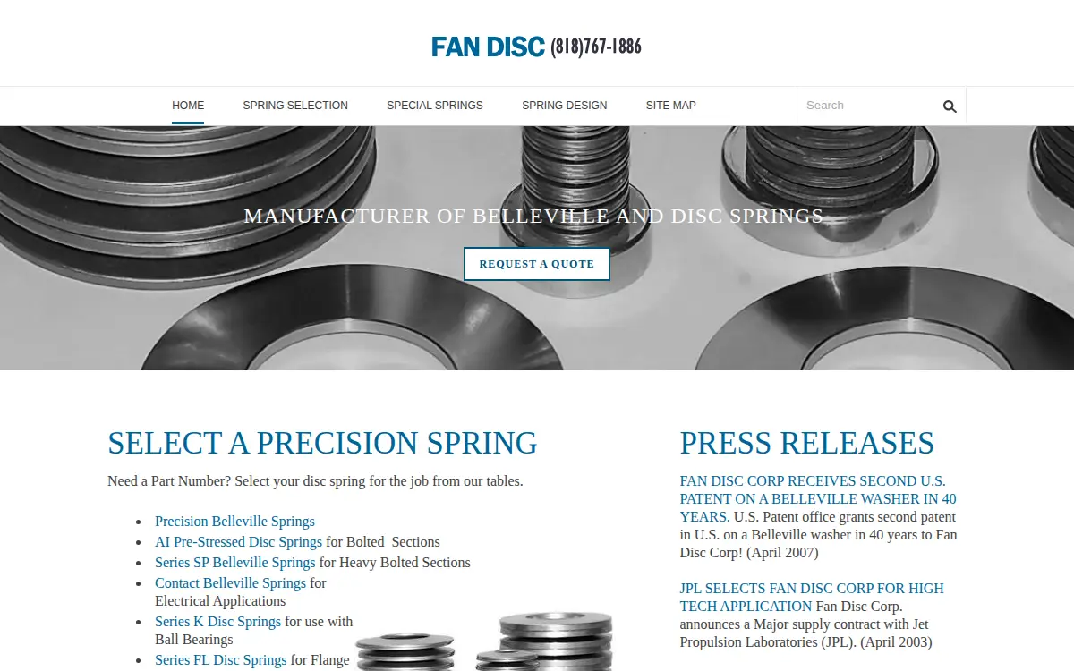 Homepage of Fan Disc Corporation