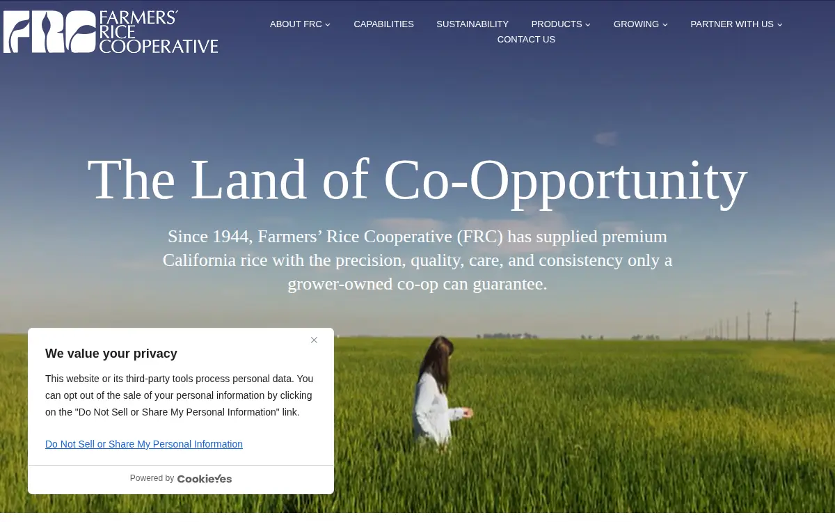 Homepage of Farmers Rice Cooperative