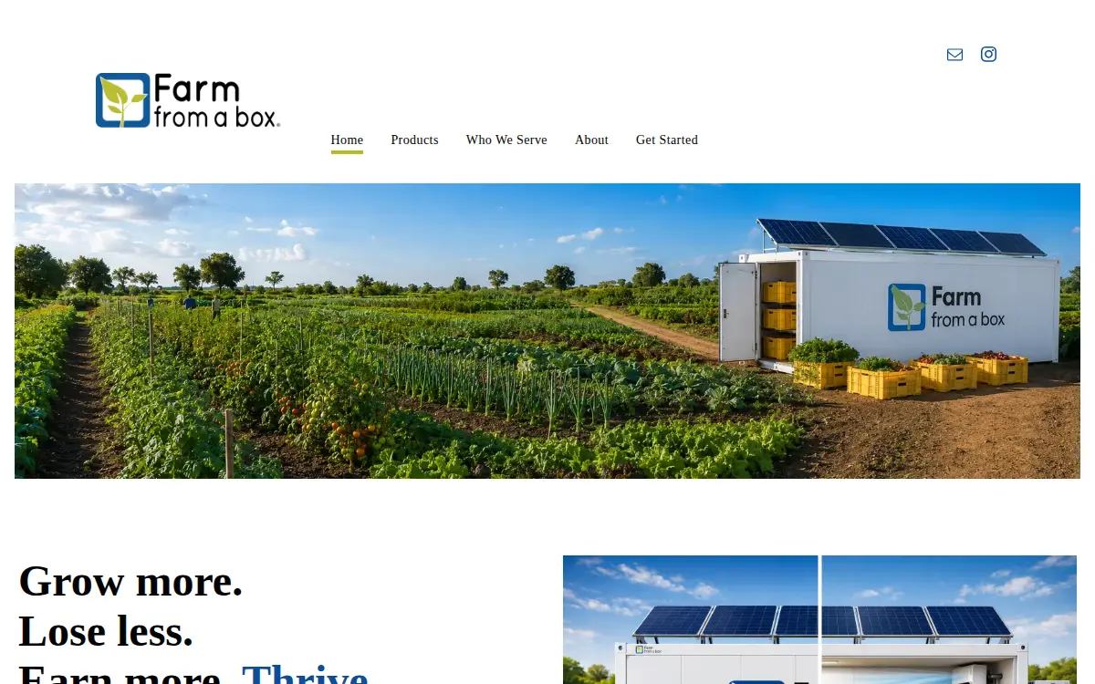 Homepage of Farm From a Box INC