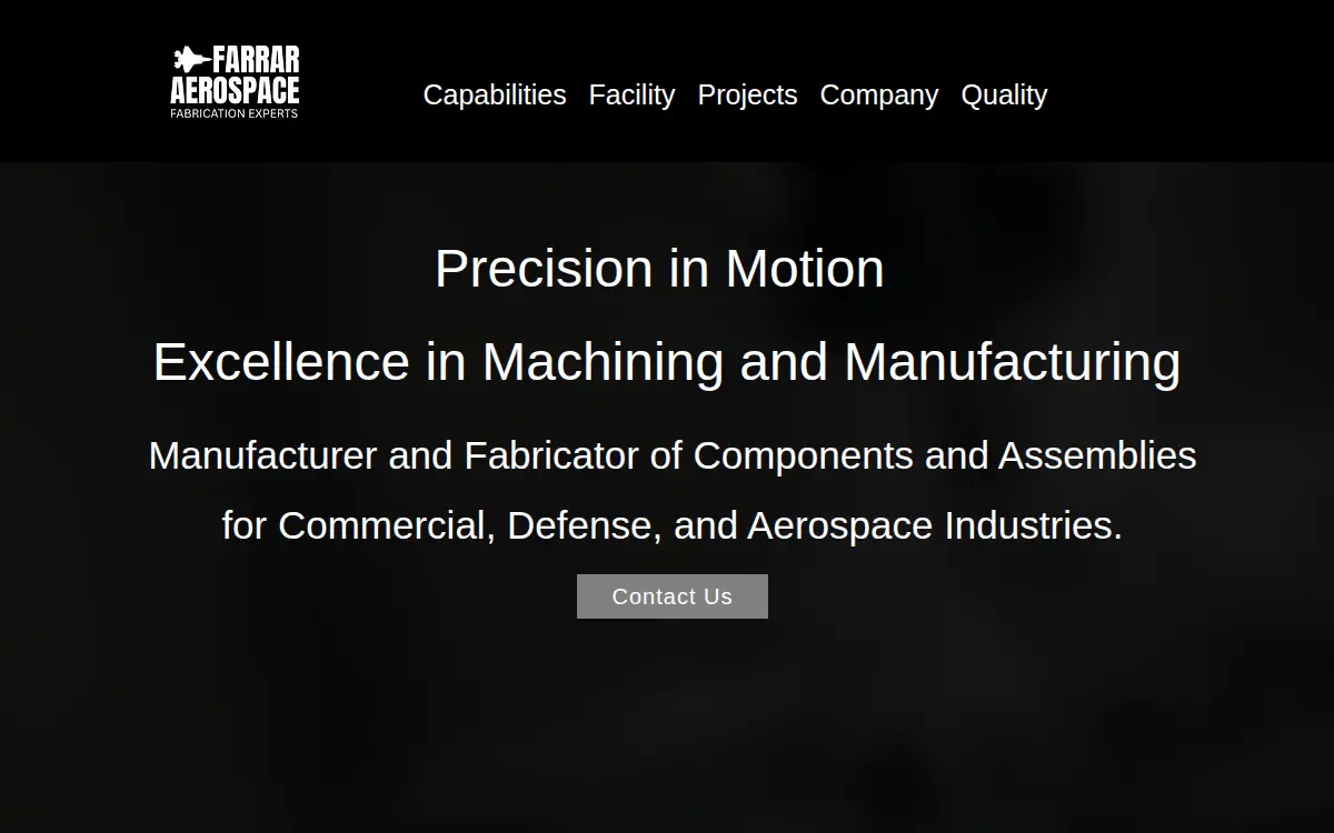 Homepage of Farrar Aerospace, LLC