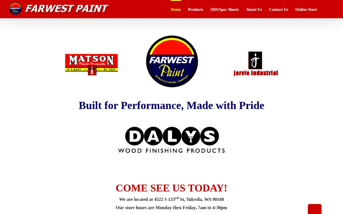 Homepage of Farwest Paint Manufacturing CO.