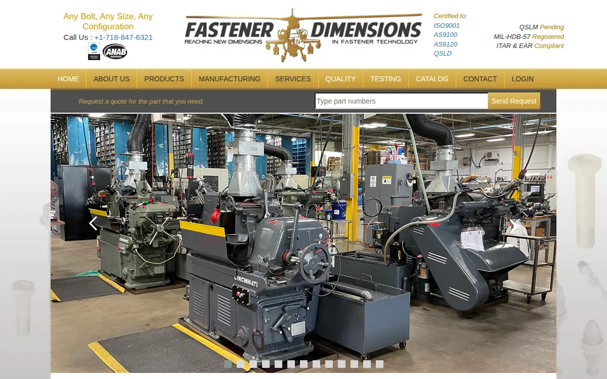 Homepage of Fastener Dimensions INC.