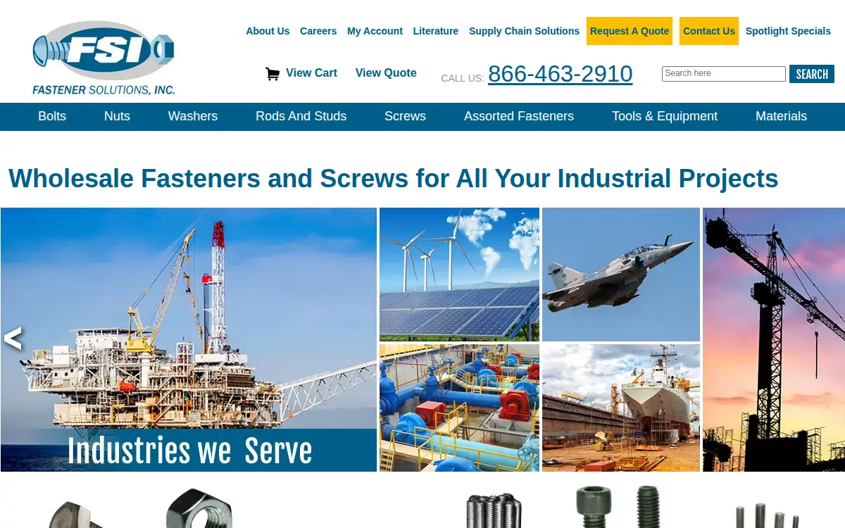 Homepage of Fastener Solutions, INC.
