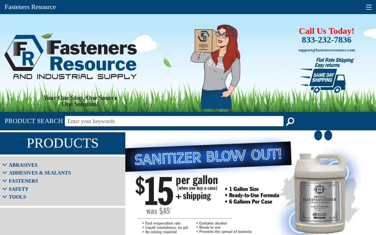 Homepage of Fasteners Resource & Industrial Supply, LLC