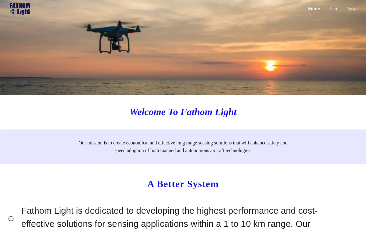 Homepage of Fathom Light, INC.