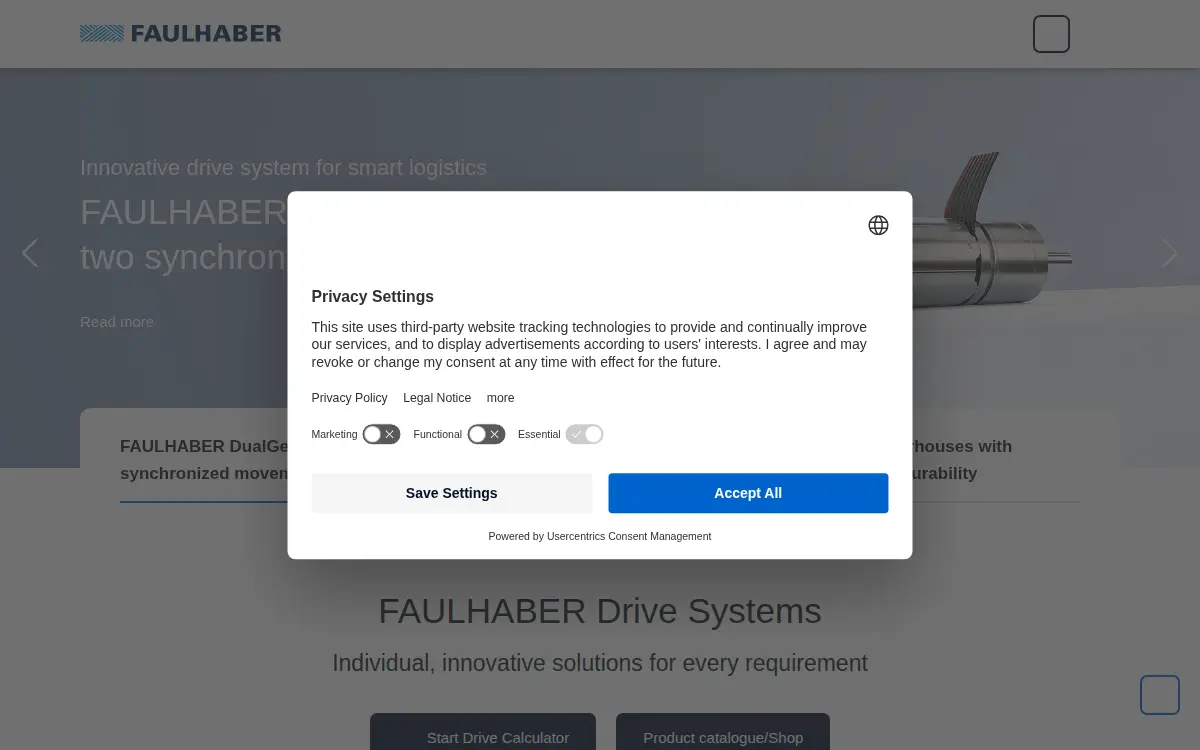 Homepage of Faulhaber Micromo LLC