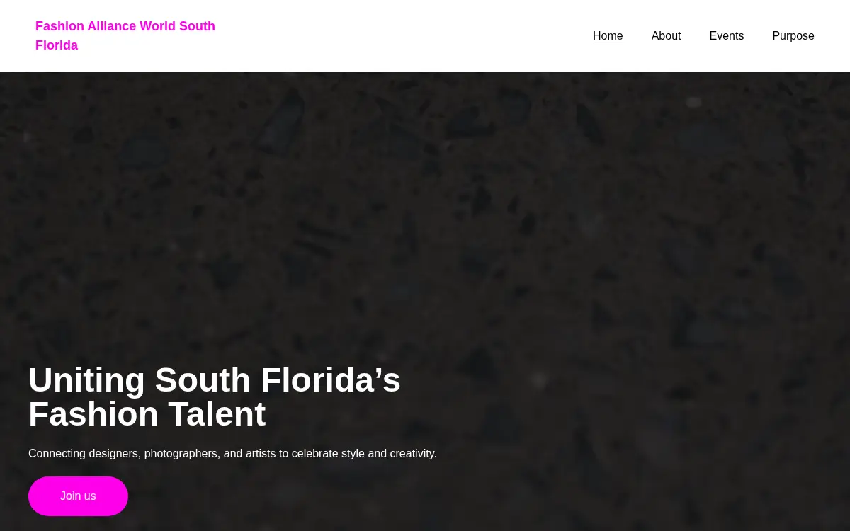 Homepage of Fashion Alliance World South Florida INC.