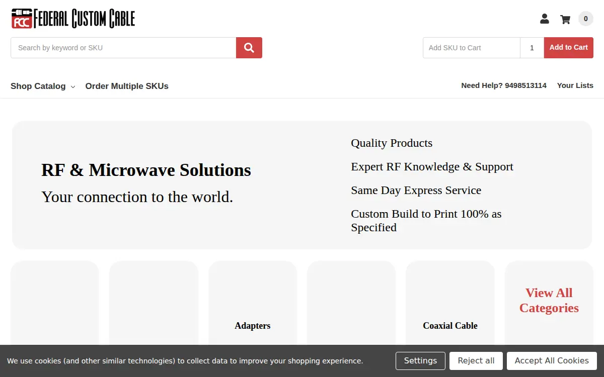 Homepage of Federal Custom Cable, LLC