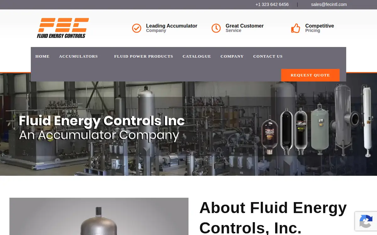Homepage of Fluid Energy Controls, INC.