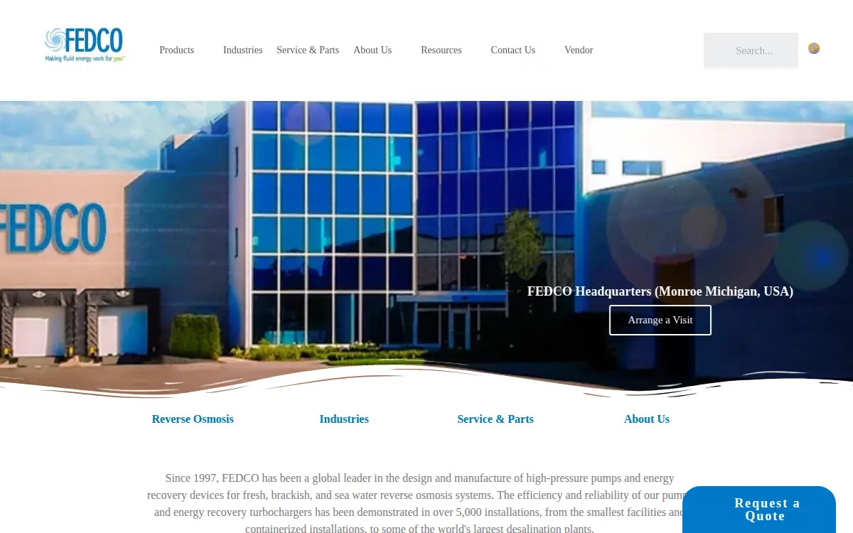 Homepage of Fluid Equipment Development Company, LLC