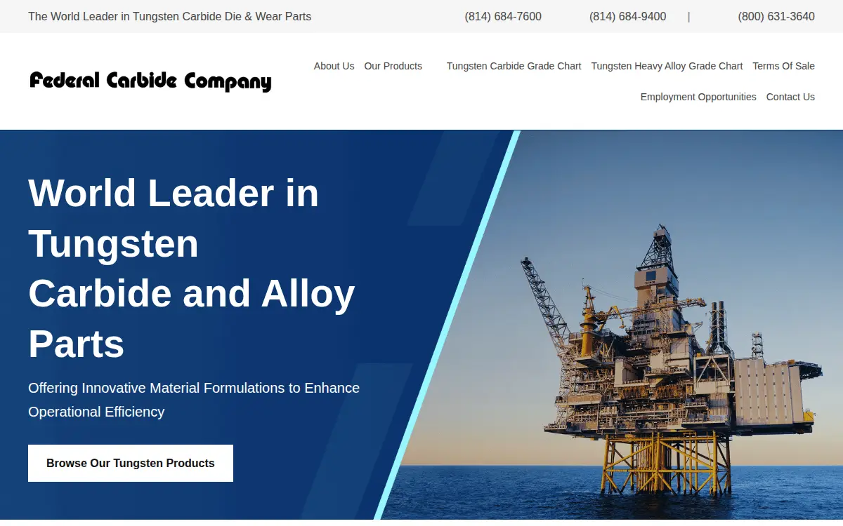 Homepage of Federal Carbide CO